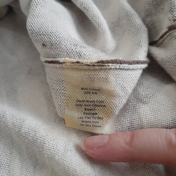 Talbots Women's Size 1X Brown Beige Ikat Pattern Cotton Silk Blend Cardigan - Picture 6 of 13